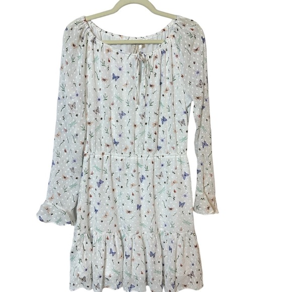 H&M Divided MIDI Butterfly Multi Colored White SZ 10 Feminine Cottagecore Fairy - Picture 4 of 13